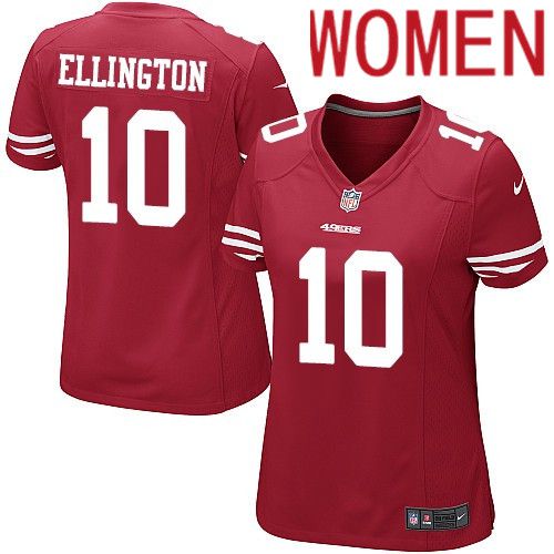 Women San Francisco 49ers #10 Bruce Ellington Nike Scarlet Game Player NFL Jersey->women nfl jersey->Women Jersey
